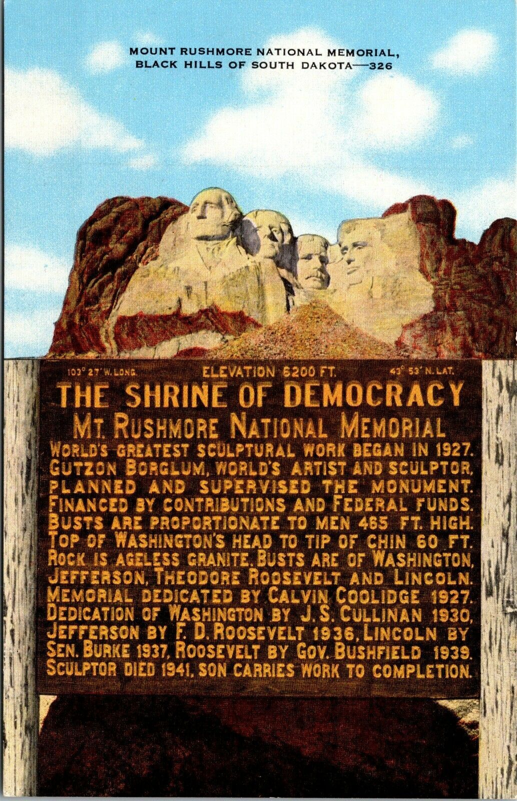 Vintage Mount Rushmore Shrine of Democracy Black Hills South Dakota SD