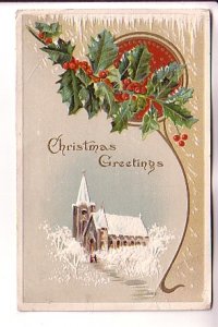 Church with Snow, Christmas Greetings,  Used 1911 Nova Scotia Cancel