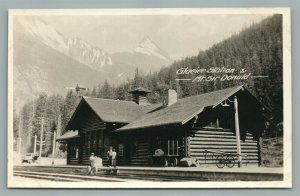 GLACIER RAILROAD STATION CANADA VINTAGE REAL PHOTO POSTCARD RPPC railway depot