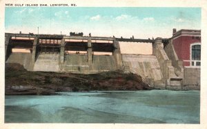 Vintage Postcard 1928 New Gulf Island Dam Lewiston Maine ME Victor News Pub.