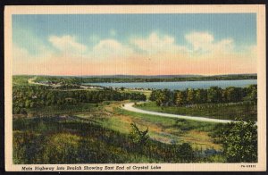 Michigan Main Highway into BEULAH showing East End of Crystal Lake LINEN