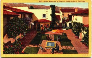 USA California Santa Barbara Patio Paseo de la Guerra Vintage Postcard C164