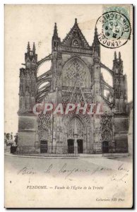 Old Postcard Facade of Vendome & # 39eglise the trinity