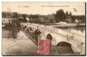 Postcard Joigny Old Bridge And Faubourg view taken upstream