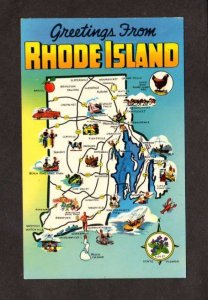 RI Greetings From Rhode Island State Map Providence Bradford Kingston Postcard
