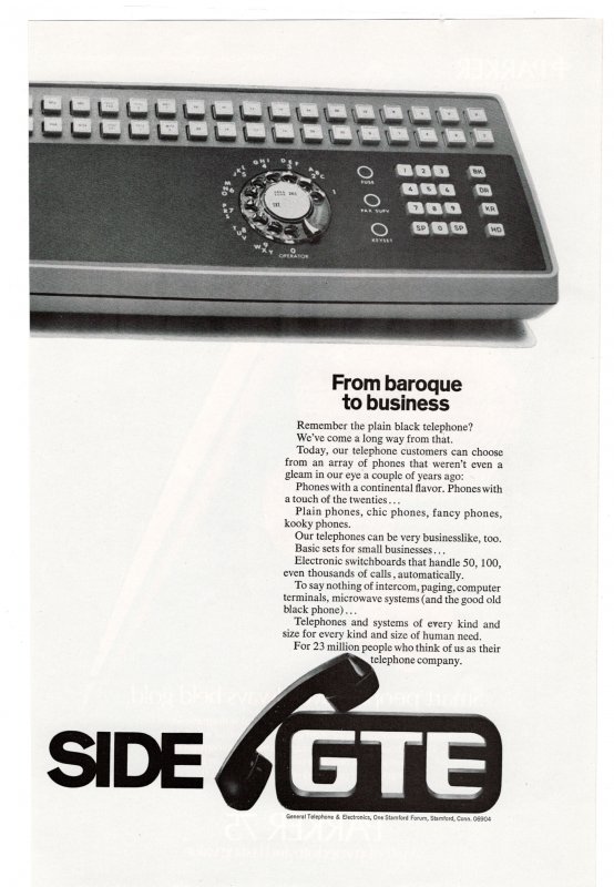 GTE Services - Telephone & Electronics - 1970's Vintage Ad - 2 Pages