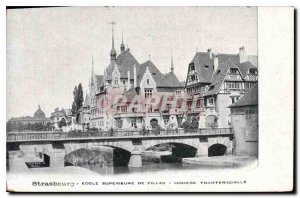 Old Postcard Strasbourg upper school girls