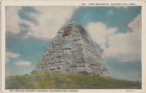 Wyoming Wy Postcard c1920s SHERMAN HILL Ames Monument