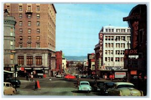 c1960's Looking East On 9th Center Of Theatre Tacoma Washington WA Cars Postcard