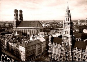 Germany Muenchen View To Town Hall and Church Of Our Lady 1959