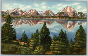 Jackson Lake Grand Teton National Park Wyoming 1940s Postcard Teton Peaks
