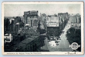 1905 New York City NY Postcard From Flatiron Building Baltimore Ohio Railroad