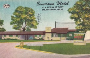 Postcard Sundown Motel Mt Pleasant Texas TX