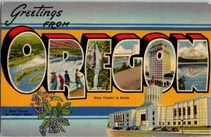 1940s Large Letter Greetings from Oregon Salem OR Postcard