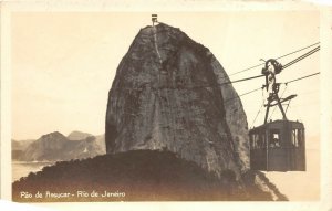 Rio De Janeiro Brazil 1930-40s RPPC Real Photo Postcard Pao De Assucar Tram Car