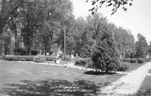 Sheldon Iowa~City Park Pathways~Monuments~Birdhouse~1940s Real Photo~RPPC