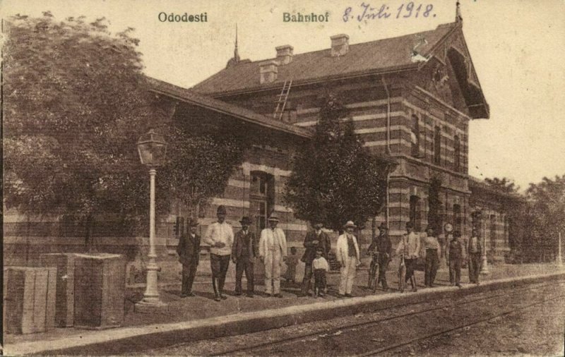 romania, ODOBEȘTI, Vrancea, Railway Station (1918) Postcard 