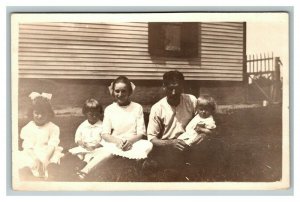 Vintage 1910's RPPC Postcard of Family on Lawn