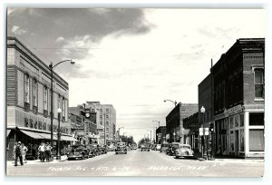 1950s 4th Ave Holdrege NE Hotpoint Appliances Polly's Shoes Cars Rppc Postcard 