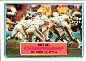 1983 Topps Fooyball Card '82 AFC Championship Dolphins 14 Jets 0