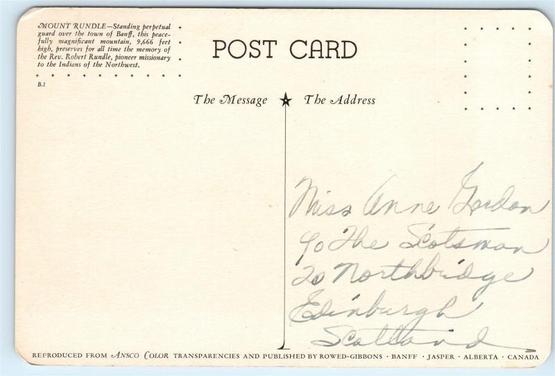 Mount Rundle Banff Alberta Canada 4x6 Postcard A43