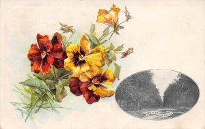 Gilman  Illinois Main Street, Embossed Flowers, Vintage Postcard U12307