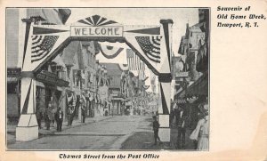 OLD HOME WEEK FLAGS THAMES STREET POST OFFICE NEWPORT RHODE ISLAND POSTCARD