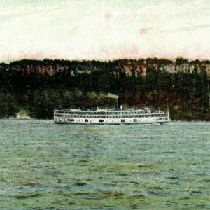 Circa 1900-07 The Palisades & Steamer Homer Ramsdell, Hudson River, NY P22