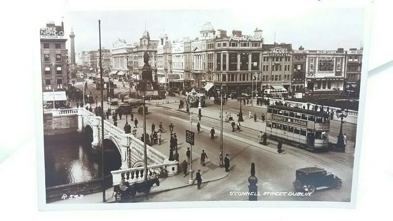 Vintage Valentines Rp Postcard O Connell Street Dublin Ireland Real Photo