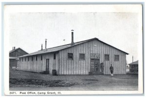 c1905 Post Office Building Camp Grant Illinois IL Vintage Antique Postcard 