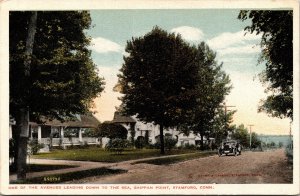 Postcard Connecticut Stamford Shippan Point Street Leading Down to Tea 1920 V190