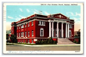 First Christian Church Sapulpa Oklahoma OK WB Postcard V14