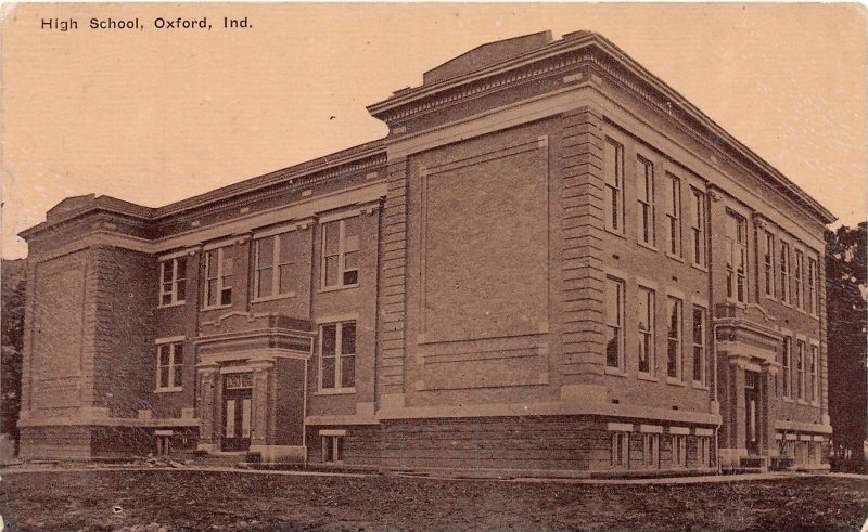 J64/ Oxford Indiana Postcard c1910 High School Building 233