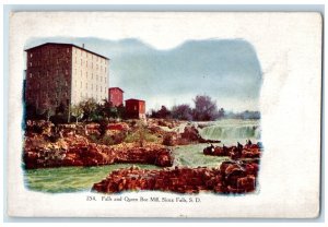 c1910 Falls and Queen Bee Mill Sioux Falls South Dakota SD Embossed Postcard