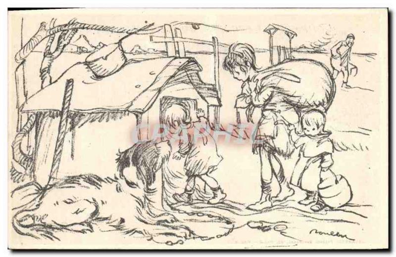 Old Postcard Fantasy Illustrator Poulbot Dog