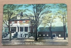 VINTAGE USED POSTCARD RESIDENCE ON TALBOT ST., ESSEX, CANADA -SMALL RIP - TOP