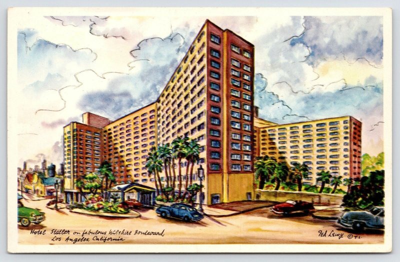 Los Angeles~Hotel Statler on Wilshire 1950s Ted Lewy Fantasy Artist Conception 