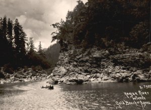 Vintage Postcard 1948 Real Photo Roque River bet. Gold Beach & Agnes Oregon RPPC