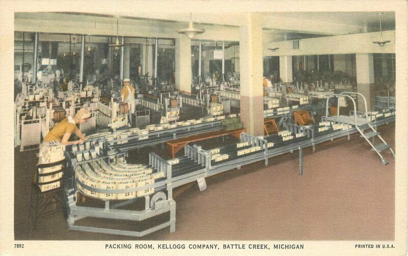 Battle Creek Michigan Kellogg Company Packing Room #7892 Postcard 21-13610