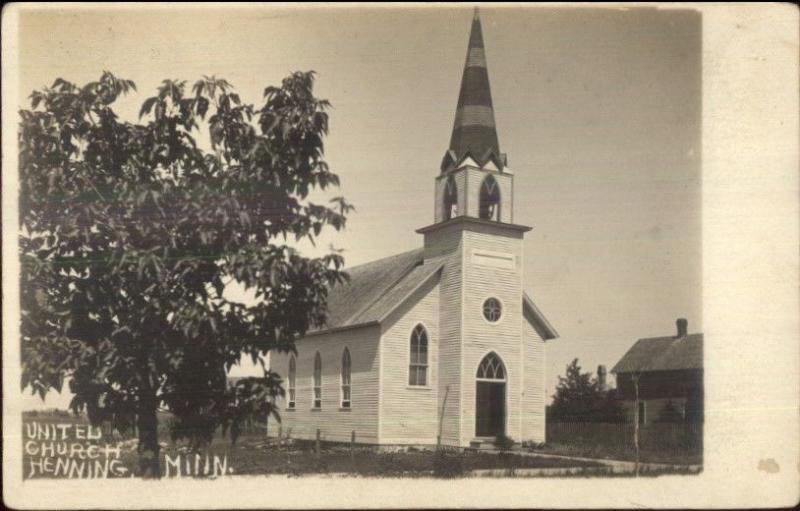 Henning MN United Church c1910 Real Photo Postcard