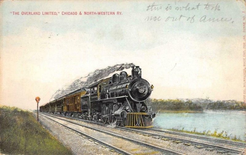 Overland Limited Chicago & North-Western Railway Train 1909 Vintage Postcard