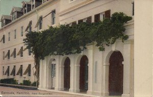 Hamilton Bermuda 1920's Hotel Bouganvillier, Tinted RPPC, Flowers, Garden