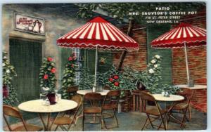 NEW ORLEANS, Louisiana  LA   PATIO at MRS. SAUVEUR'S COFFEE POT 1950  Postcard