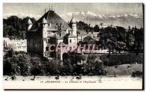 Switzerland Lausanne Old Postcard The castle and & # 39esplanade