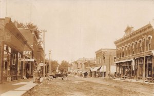 J76/ Toulon Illinois RPPC Postcard c1910 Main Street Stores Garage  336