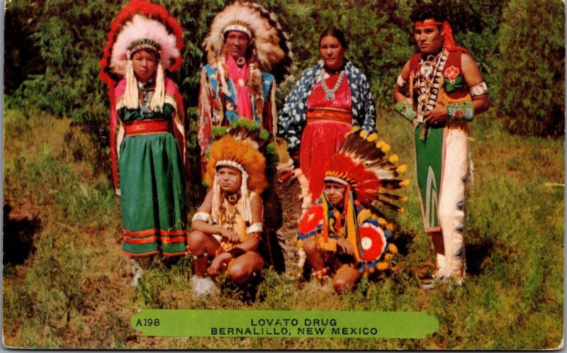 Lovato Drug Bernalillo New Mexico Native American Vintage Postcard C057