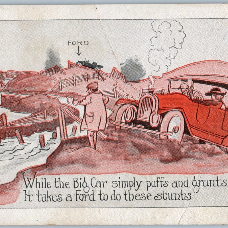 1910s Pro Ford Model T Touring Car Witt Art Postcard Auto Advertising Boost A195