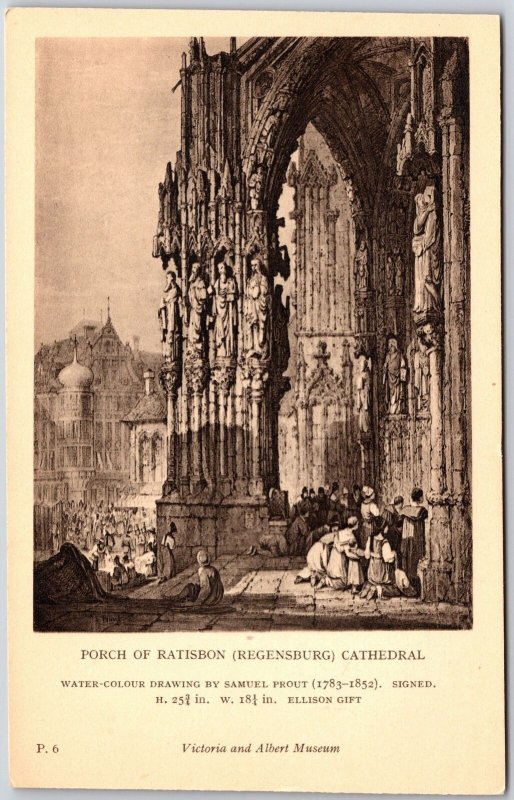 Porch Of Ratisbon Regensburg Cathedral Germany Antique Postcard