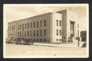 RPPC BOONE IOWA DOWNTOWN CITY HALL OLD CARS VINTAGE REAL PHOTO POSTCARD