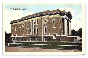 First Church Of Christ Herington Kans. Kansas Postcard